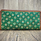 "Green Nature" nature inspired leather zip long wallet purse