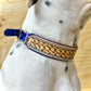 "Basket Weave" Hand carved double layered dog collar - Medium - Large