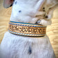 "Paw Print" Hand carved double layered dog collar - Medium - Large