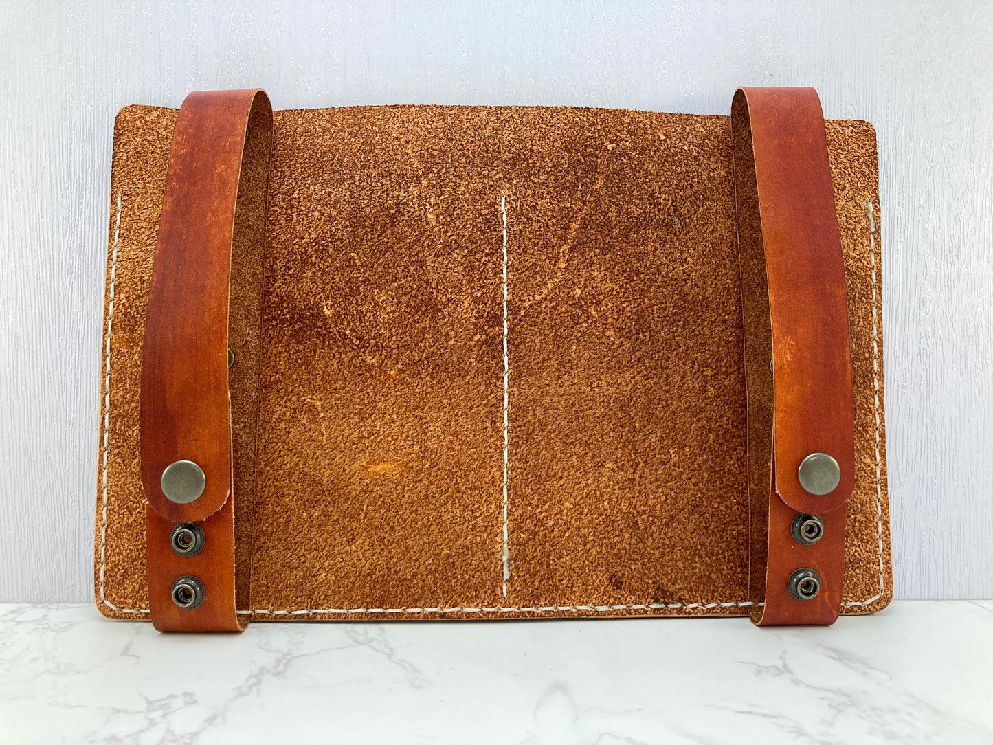 Hand dyed leather car visor organiser