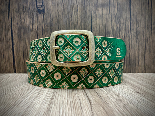 Handcrafted adventure belt - Green nature