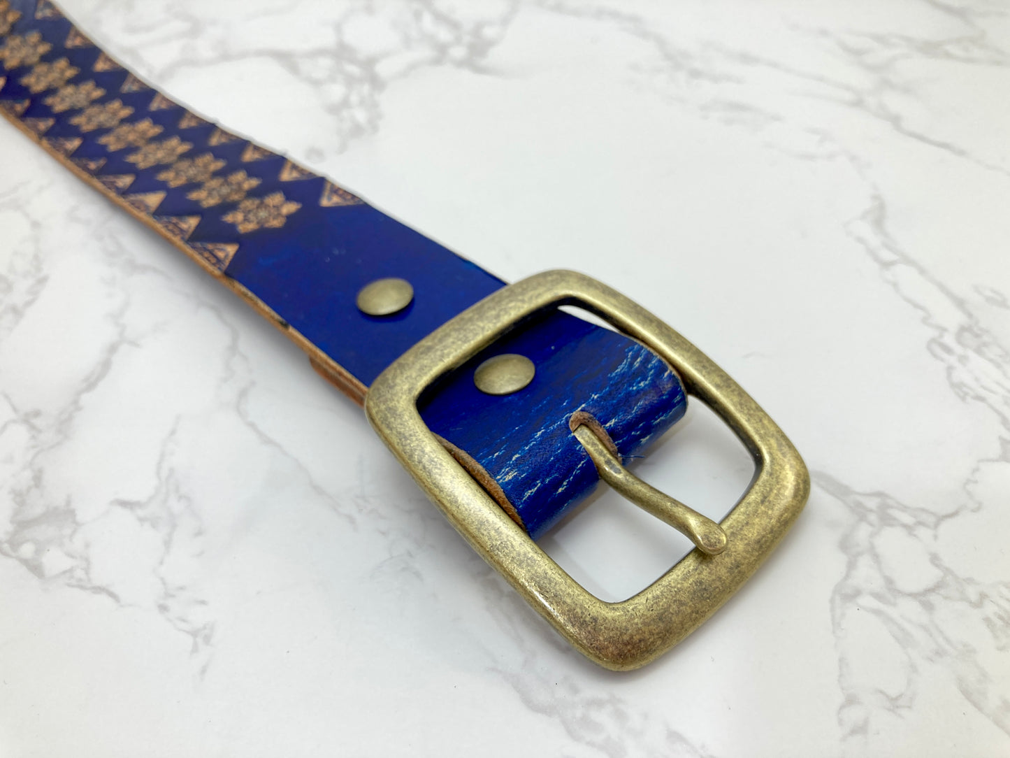 Handcrafted adventure belt - Blue Ice