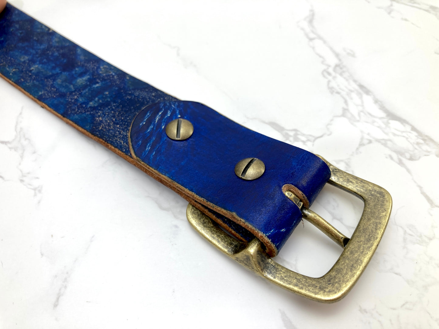 Handcrafted adventure belt - Blue Ice