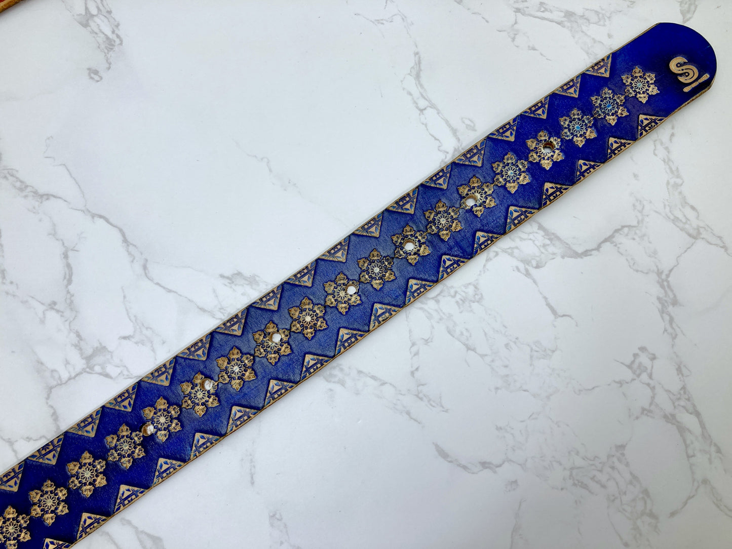 Handcrafted adventure belt - Blue Ice