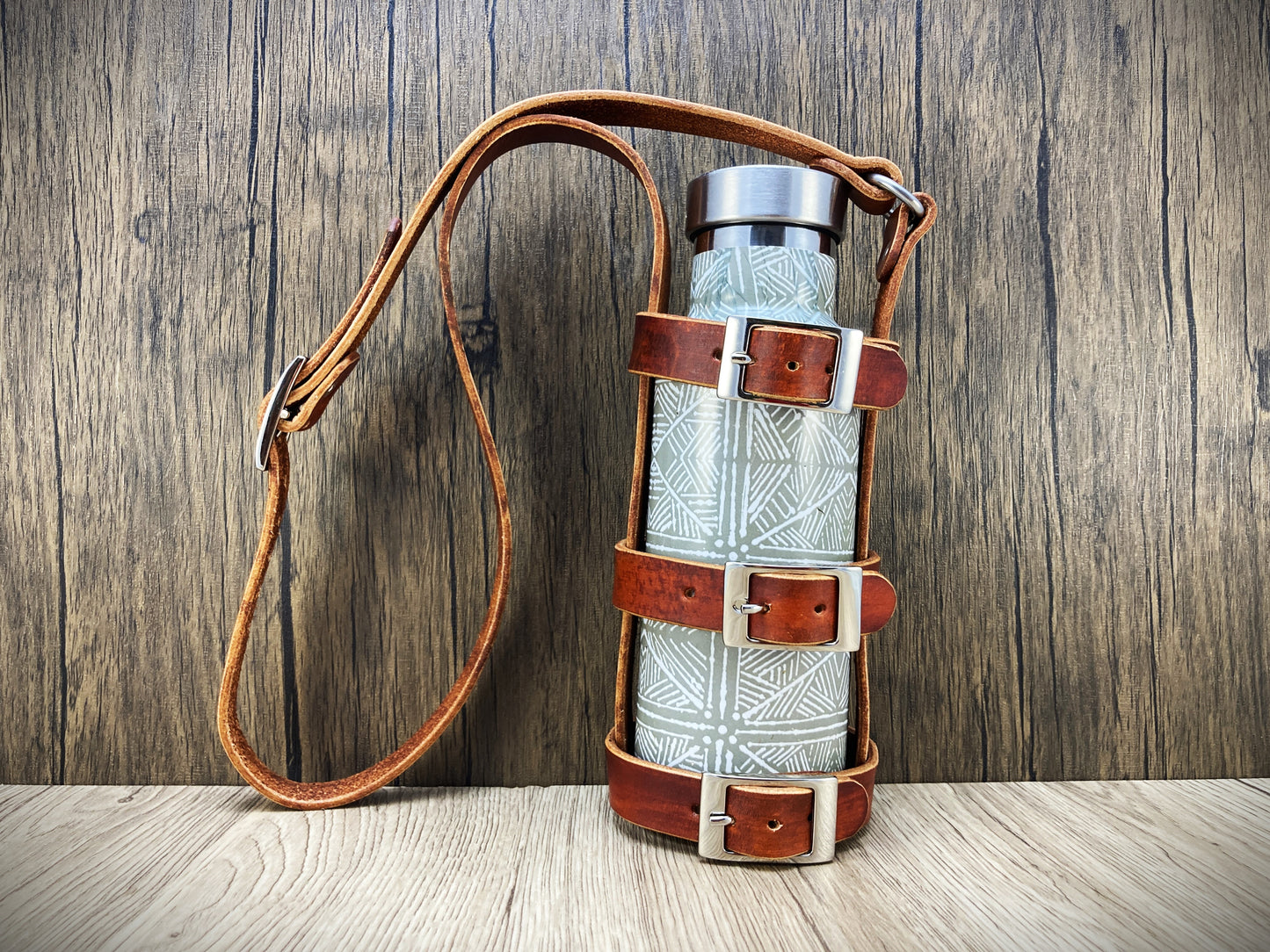 Hand dyed water bottle sling