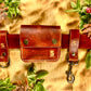 Mini foraging leather belt pouch with snap closure