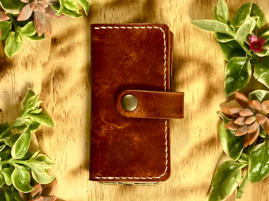 Hand dyed minimalist style leather phone case