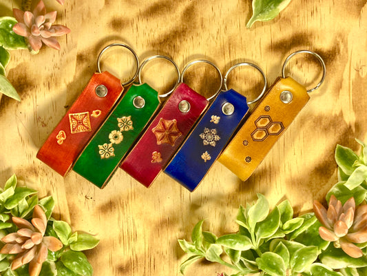 Nature inspired leather key rings