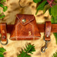 Mini foraging leather belt pouch with snap closure