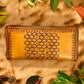 "Bee hive Summer" nature inspired round zip leather long wallet purse