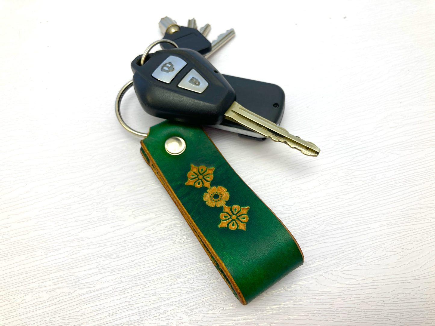 Nature inspired leather key rings