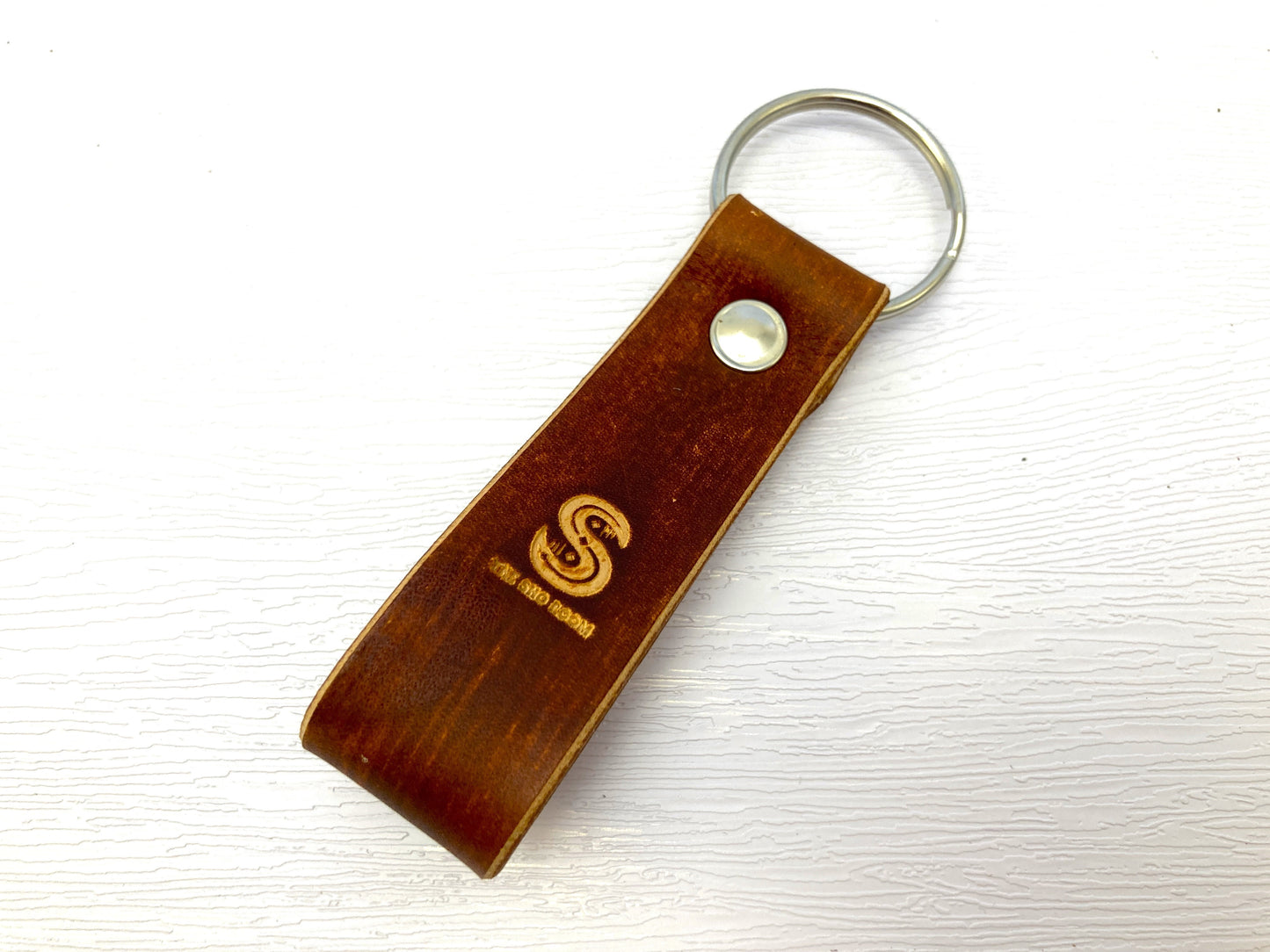 Hand dyed leather key rings