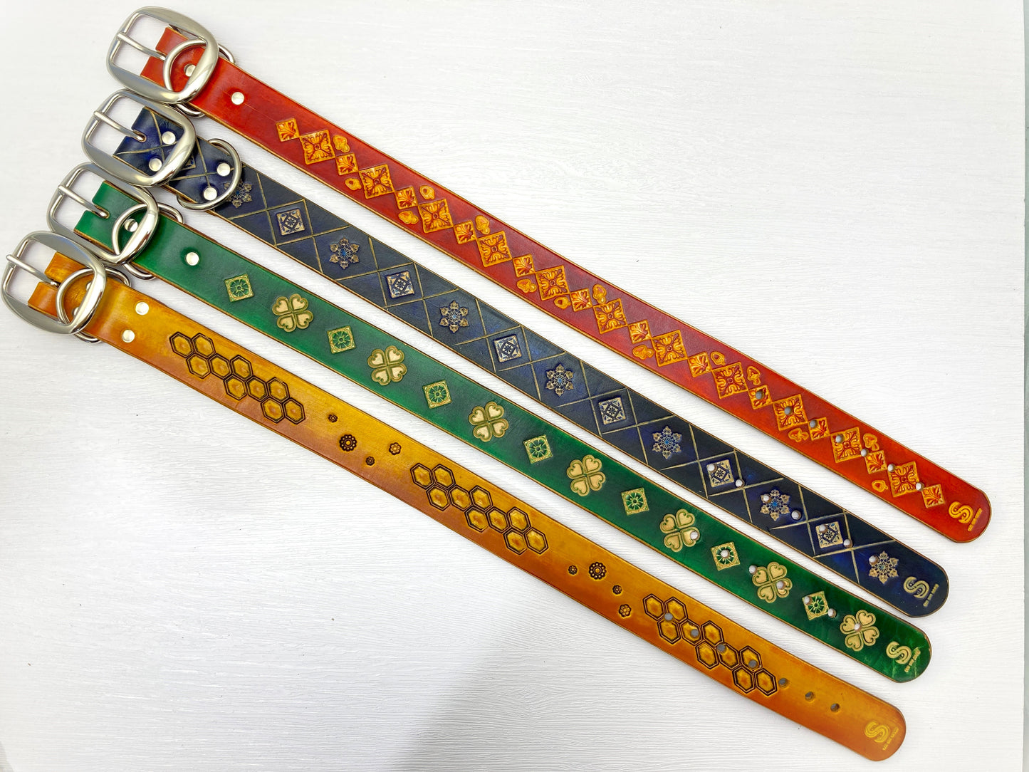 Nature inspired leather dog collars