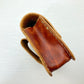 Mini foraging leather belt pouch with snap closure