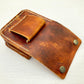 Mini foraging leather belt pouch with snap closure