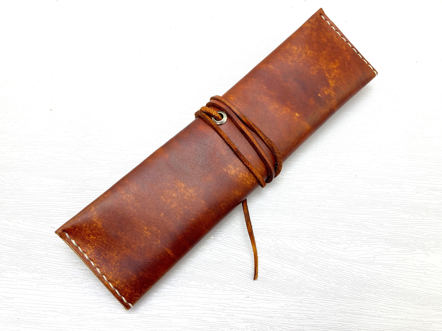 Hand dyed leather utility wrap