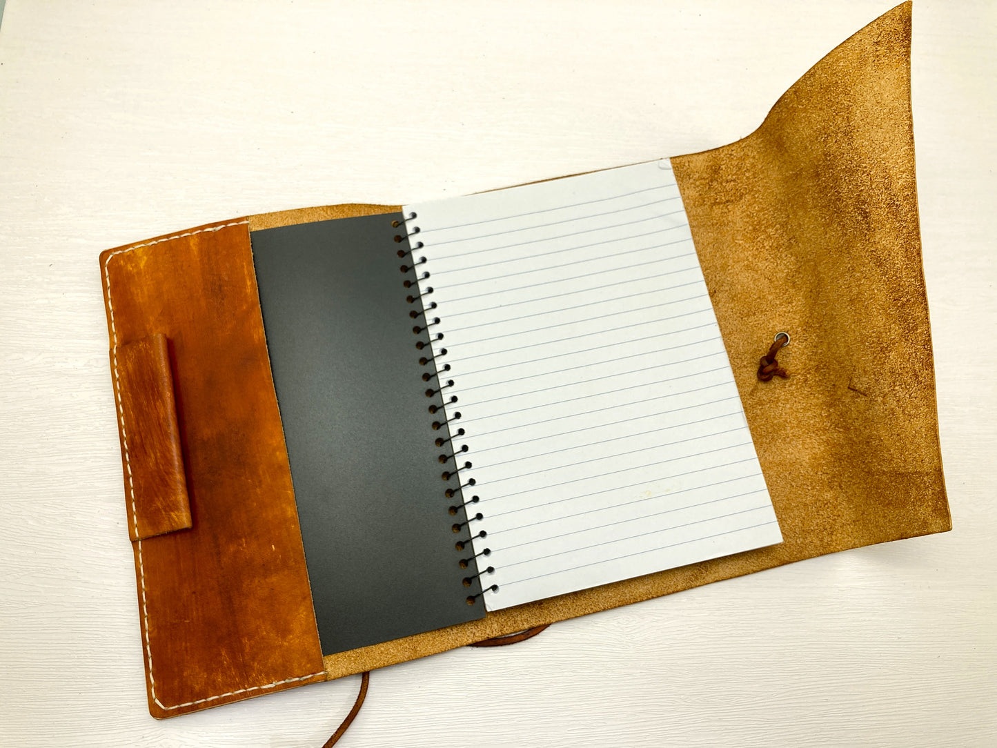 Hand dyed leather travel journal cover