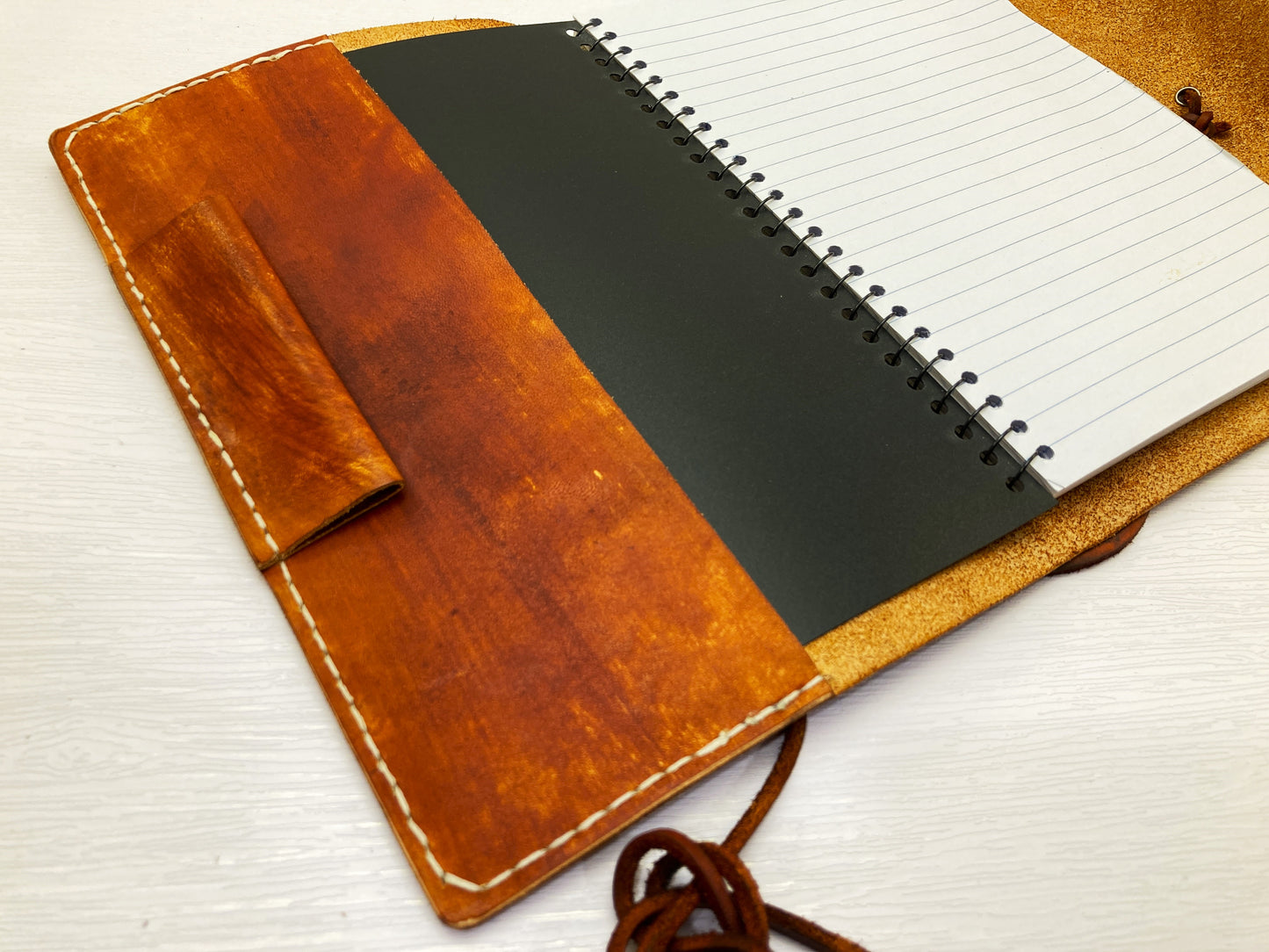 Hand dyed leather travel journal cover