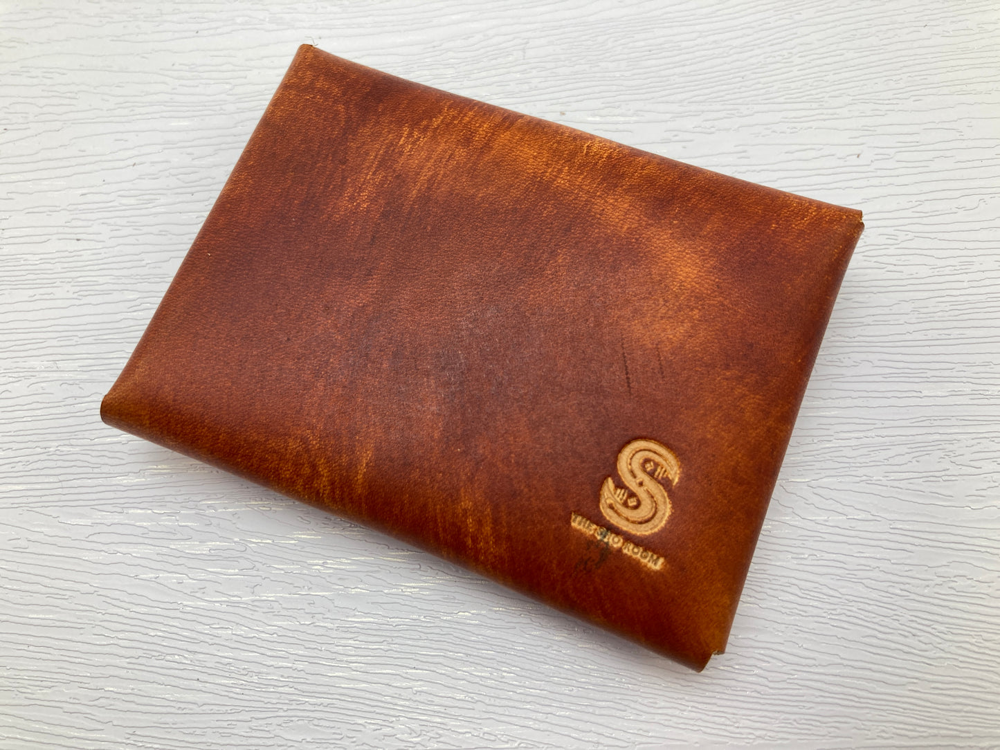 Hand dyed leather card pouch