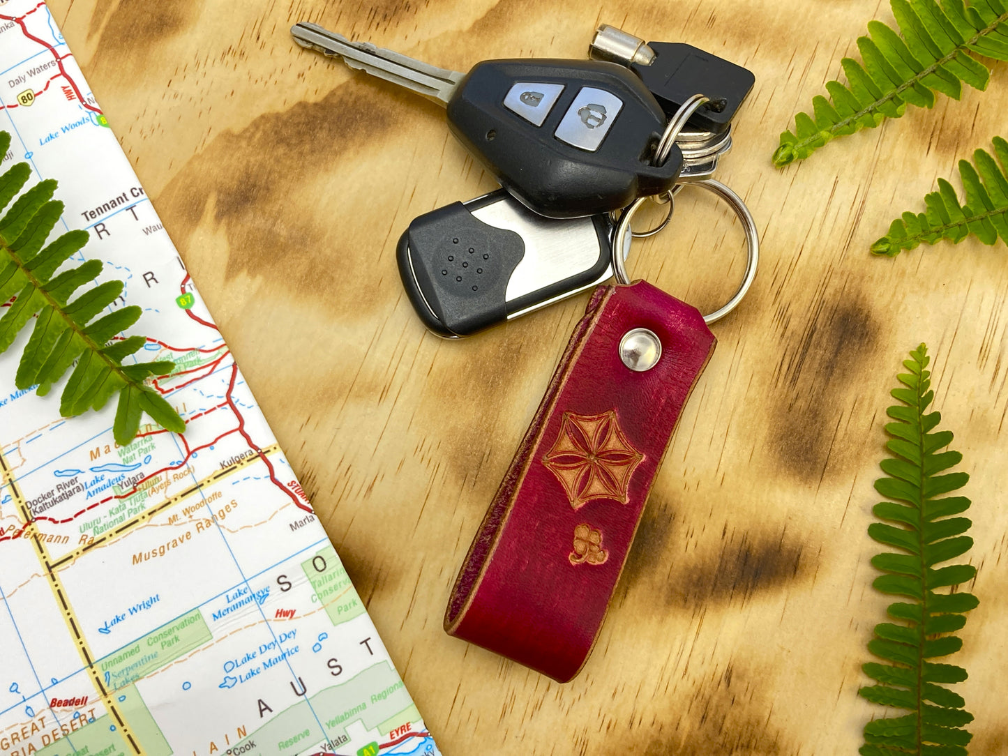 Nature inspired leather key rings