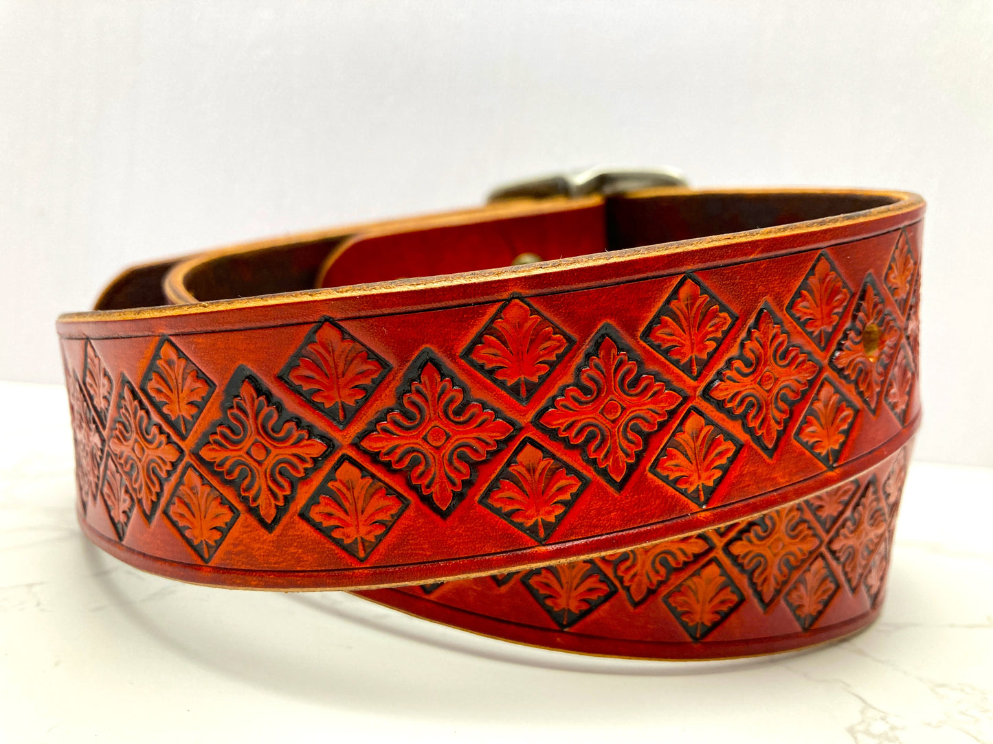 Nature inspired custom leather belt - Autumn leaves