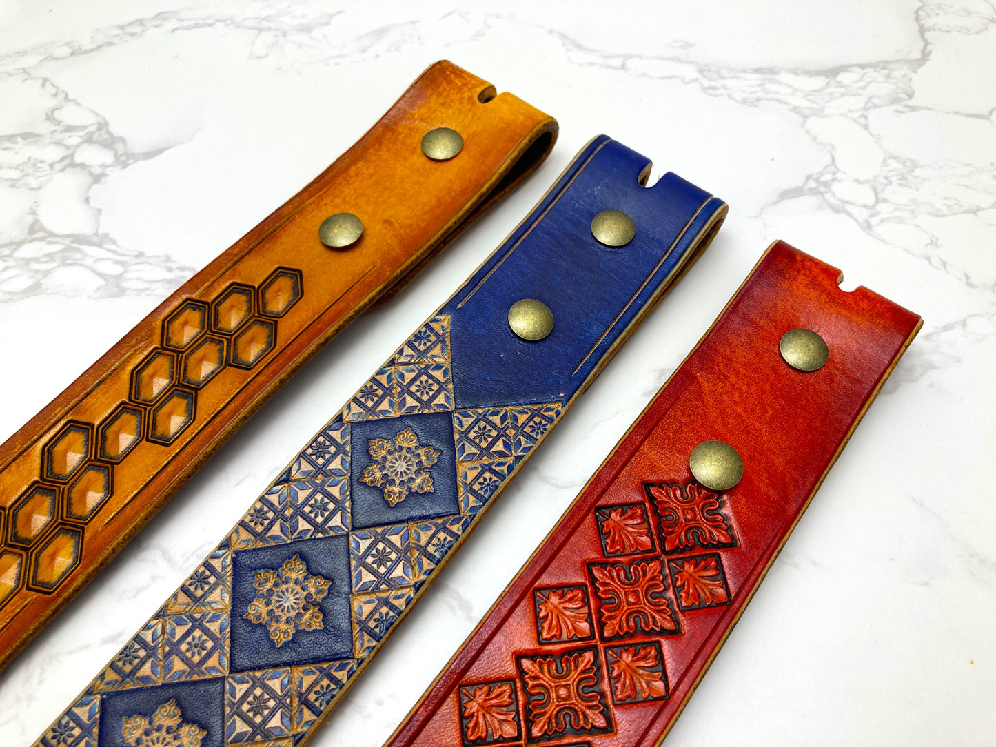 Nature inspired custom leather belt - Autumn leaves