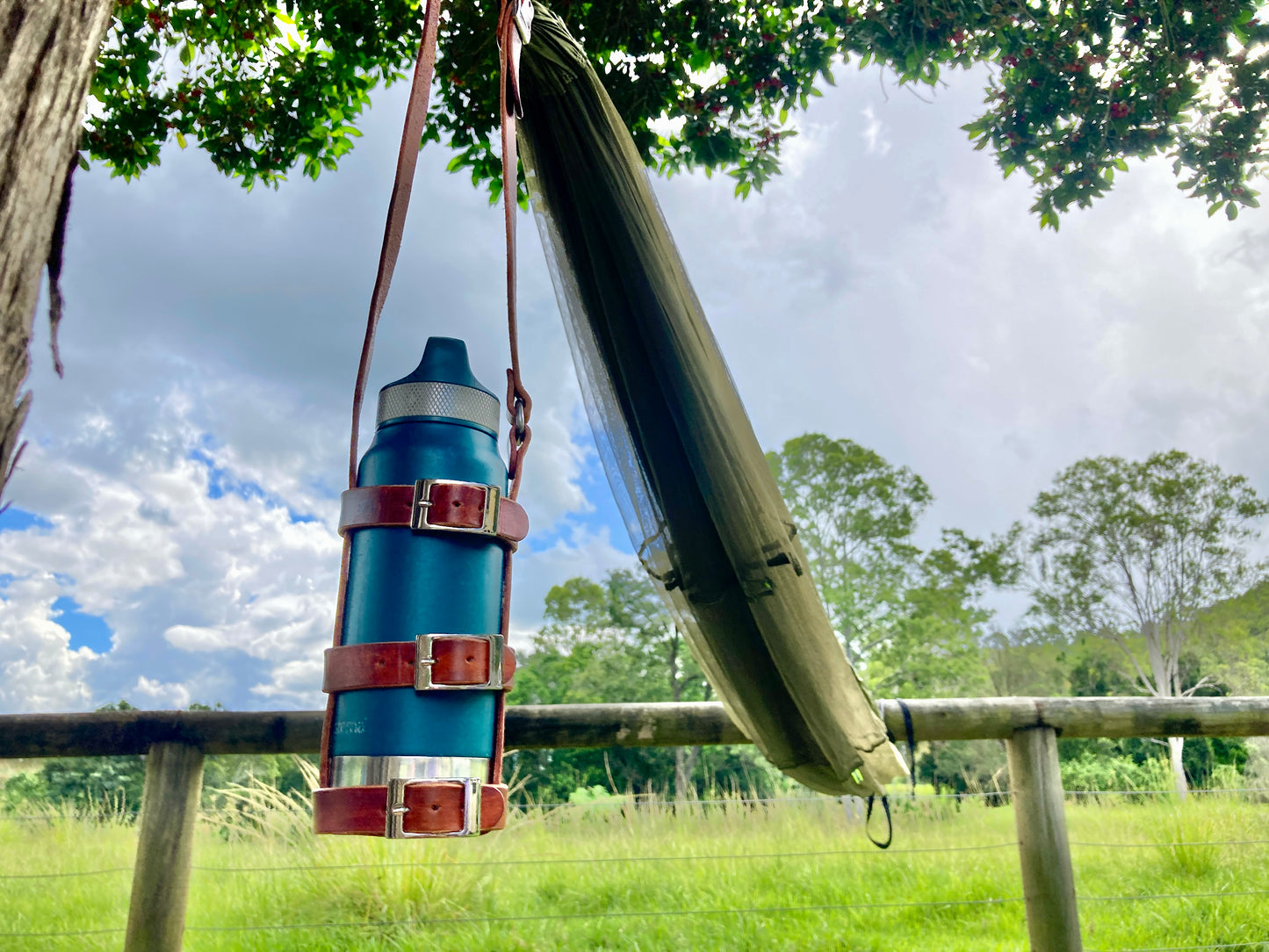 Hand dyed water bottle sling