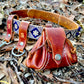 Mini foraging leather belt pouch with string