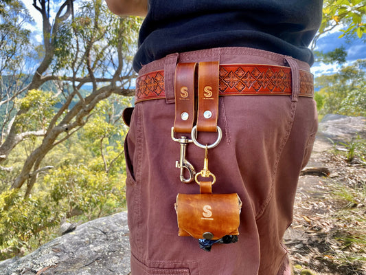 Leather poo bag dispenser