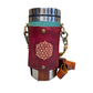 Flower of life - leather water bottle / travel mug sling