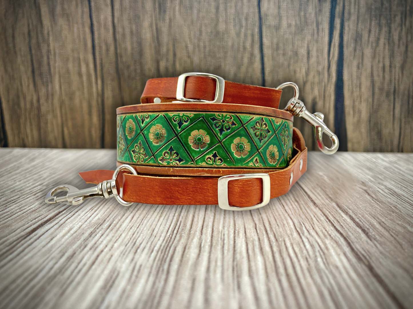 Nature inspired custom leather camera strap