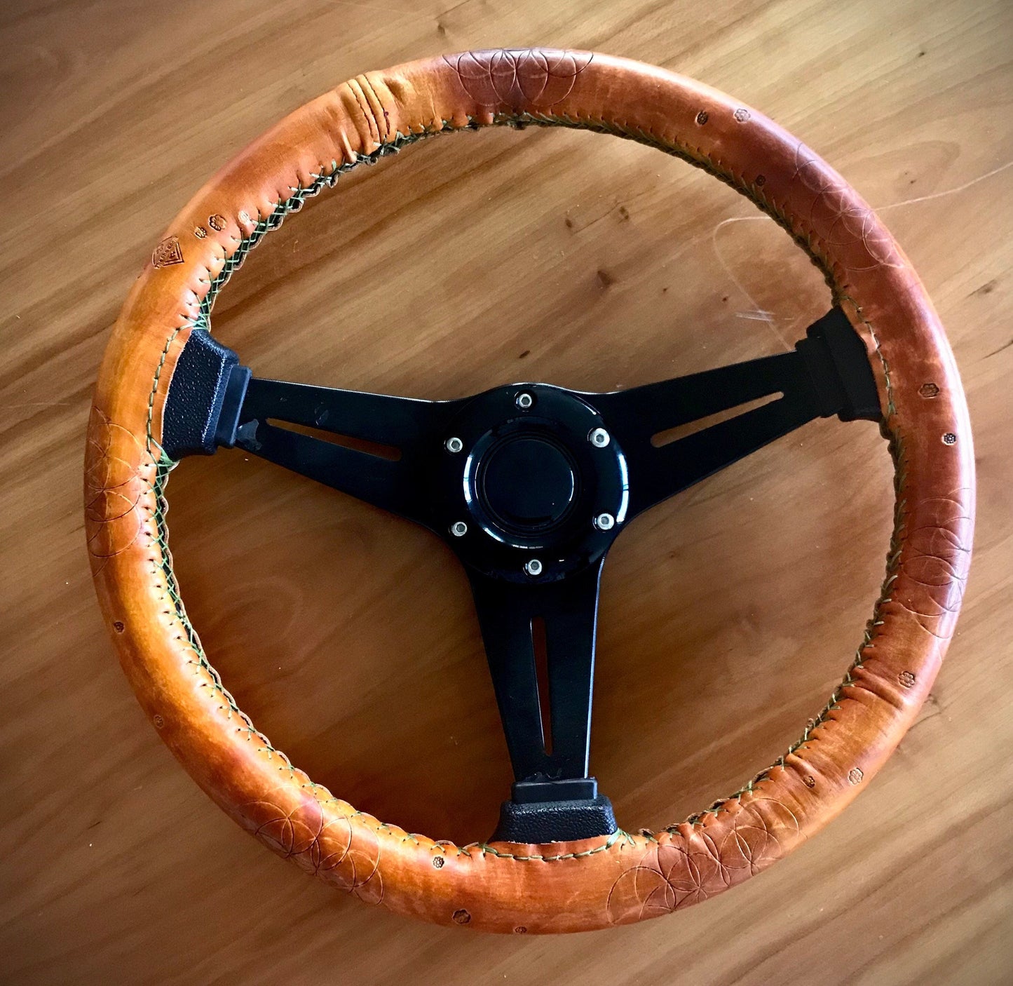 Leather Steering wheel cover made by The Sho Room