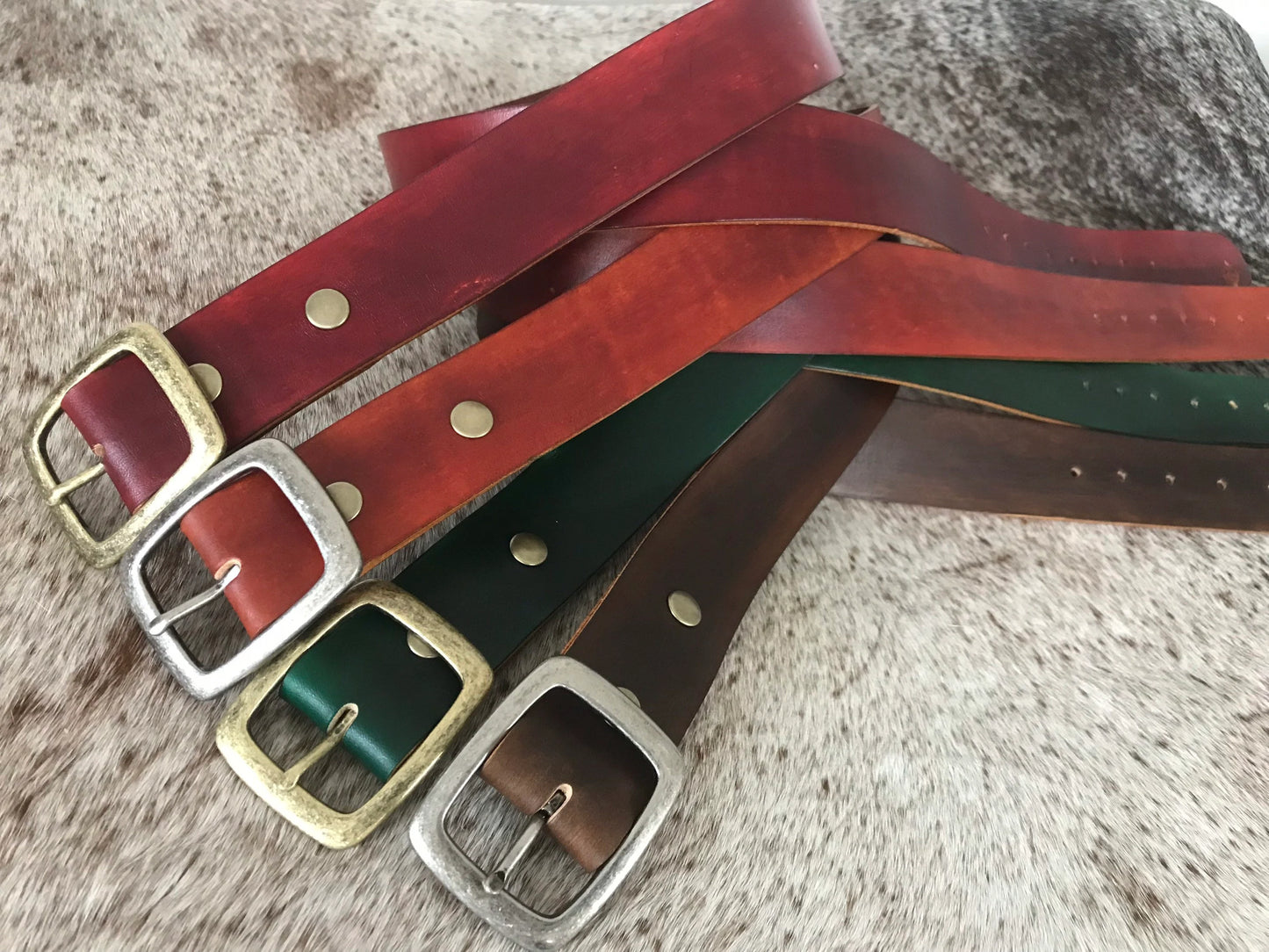 Hand dyed minimalist leather belt