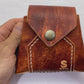 Mini foraging leather belt pouch with snap closure