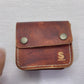 Mini foraging leather belt pouch with snap closure