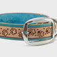 "Paw Prints" Hand carved wide dog collar - Medium - Large