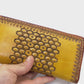 "Bee hive Summer" nature inspired round zip leather long wallet purse