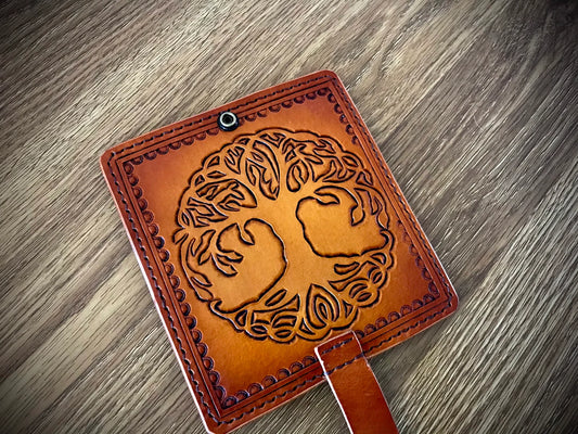 Hand tooled phone wallet - Tree of Life