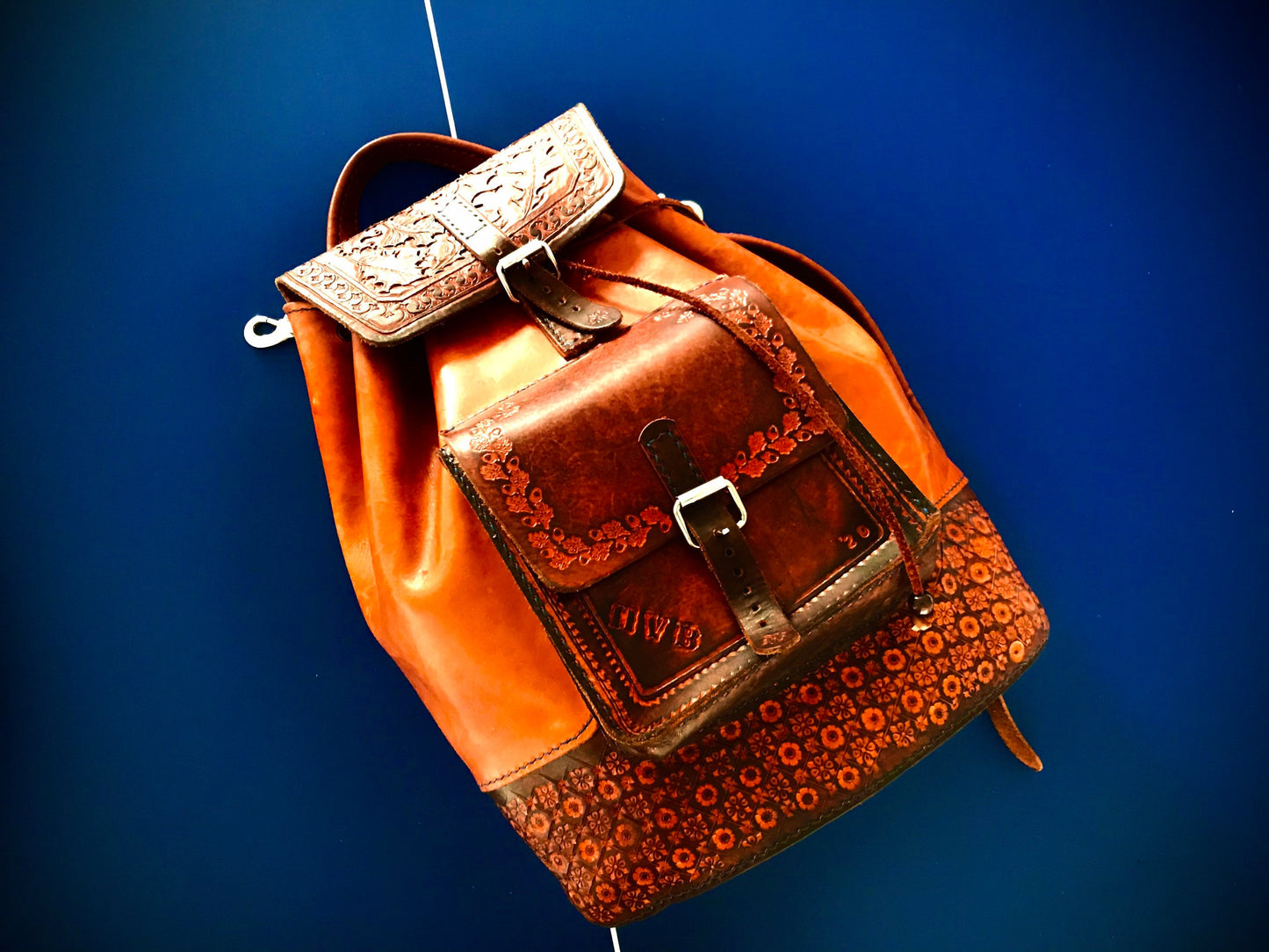 Hand tooled ALL LEATHER backpack