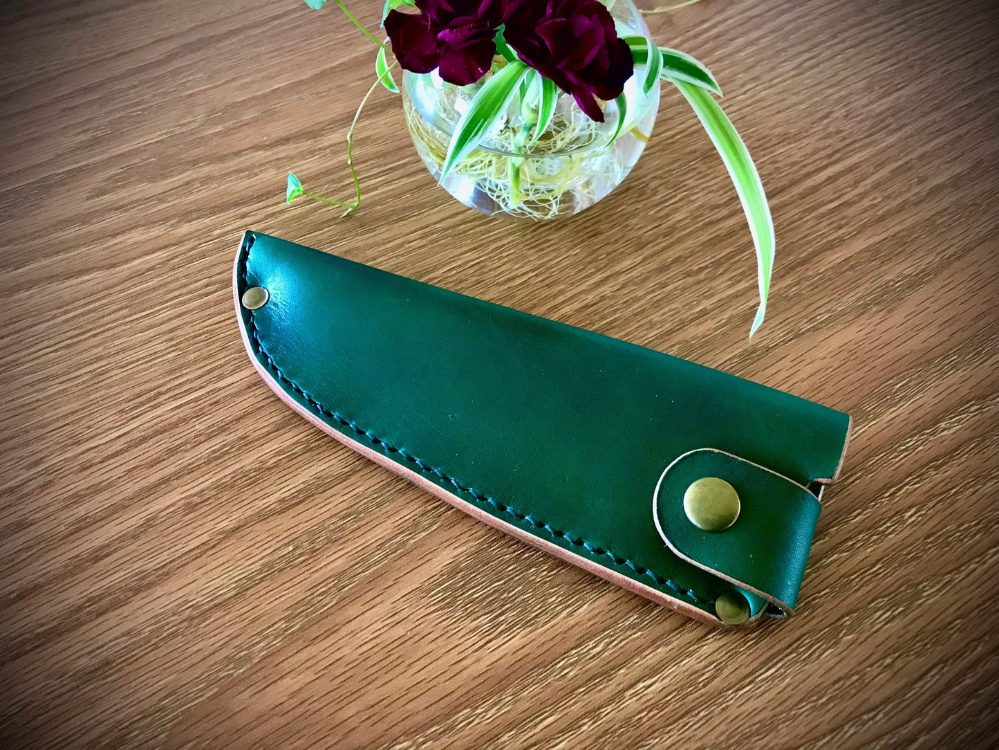 Handcrafted leather kitchen knife sheath -Plain